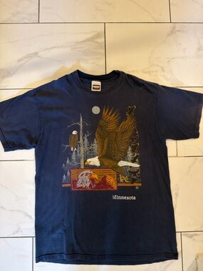 Tultex Navy Short-Sleeve Minnesota Eagle Graphic Tee